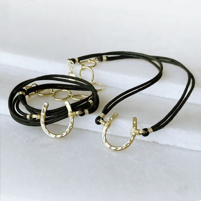 Devlin - Horseshoe Necklace w/ Double Cord in Gold
