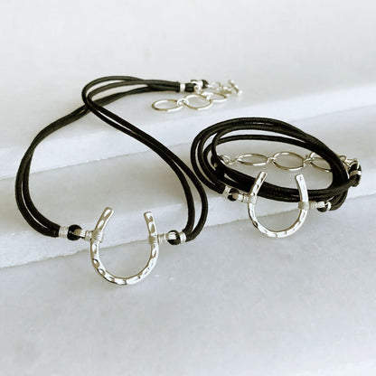 Devlin - Horseshoe Necklace w/ Double Cord in Silver
