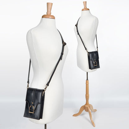 Devon Deluxe Phone Bag - Luxury Leather Handbag in Black