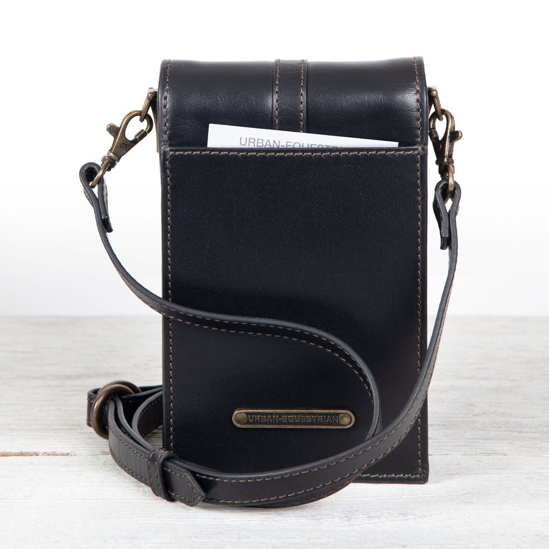 Devon Deluxe Phone Bag - Luxury Leather Handbag in Black