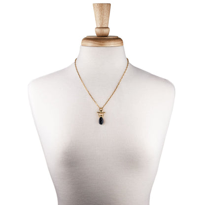 Droplette - Black Onyx Equestrian Horse Bit Necklace in Gold