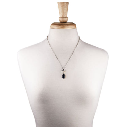 Droplette - Black Onyx Equestrian Horse Bit Necklace in Silver