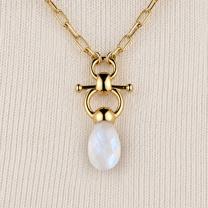 Droplette - Moonstone Equestrian Horse Bit Necklace in Gold