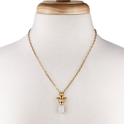 Droplette - Moonstone Equestrian Horse Bit Necklace in Gold