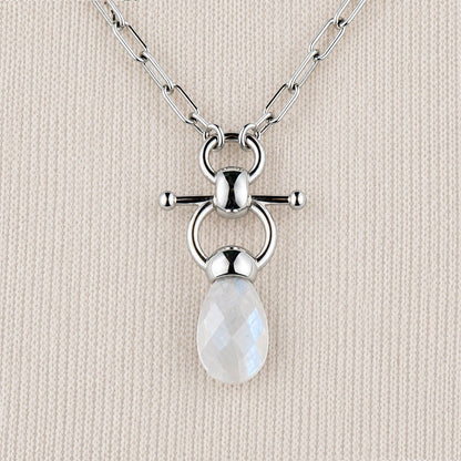 Droplette - Moonstone Equestrian Horse Bit Necklace in Silver