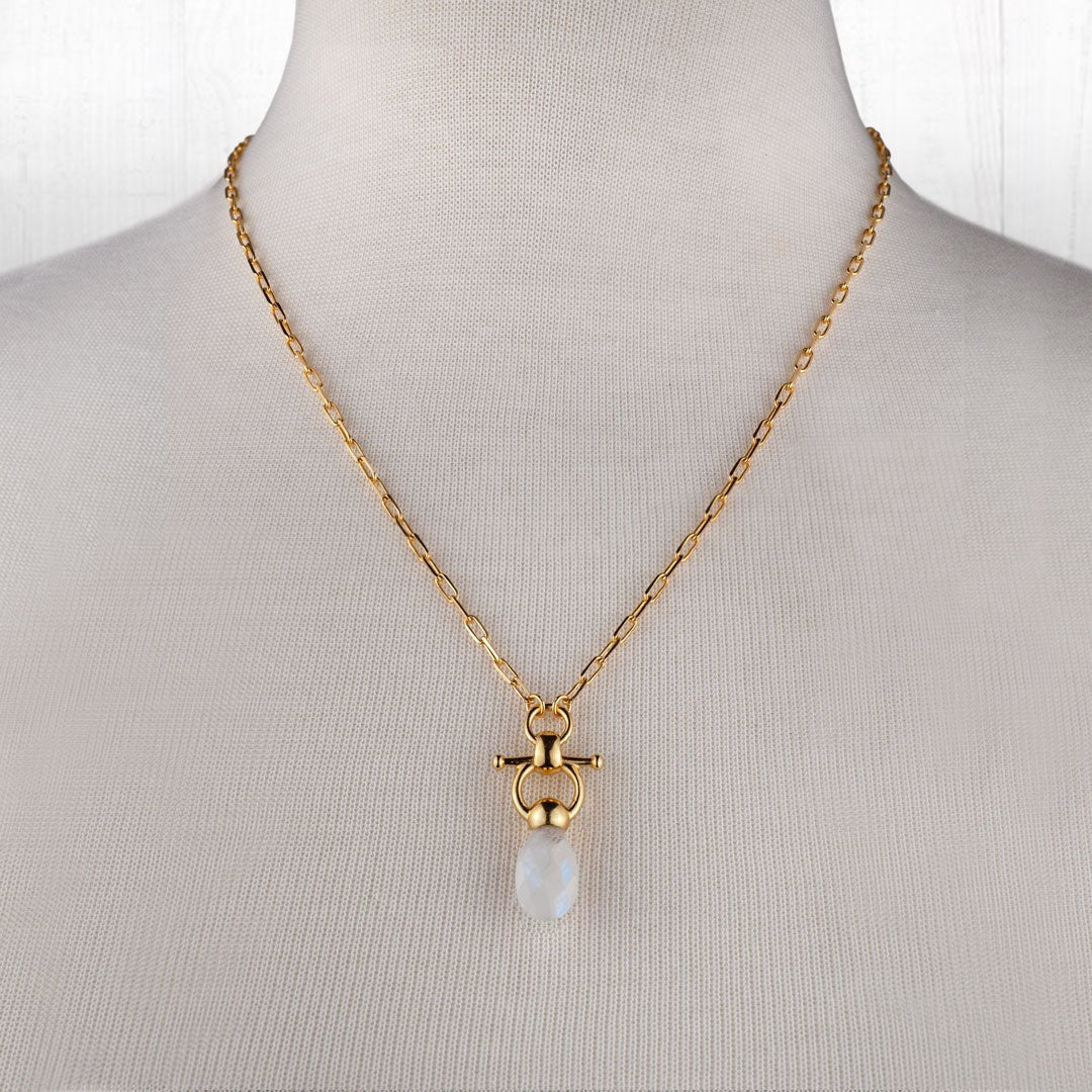 Droplette - Moonstone Horse Bit Equestrian Earring in Gold