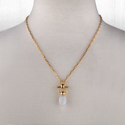 Droplette - Moonstone Horse Bit Equestrian Earring in Gold