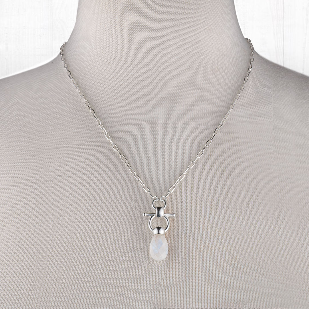 Droplette - Moonstone Horse Bit Equestrian Earring in Silver