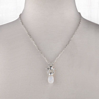 Droplette - Moonstone Horse Bit Equestrian Earring in Silver