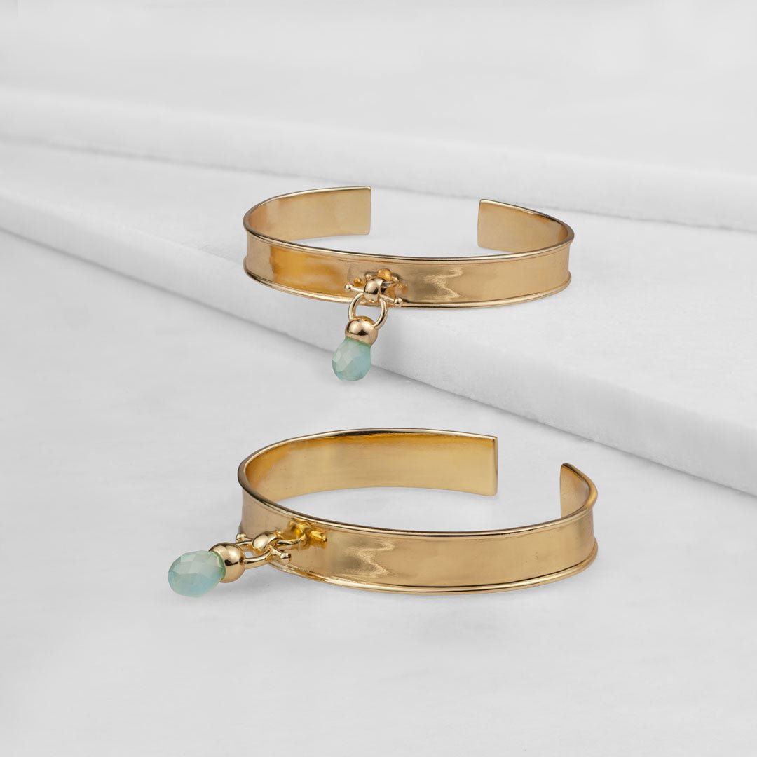 Briolette - Aqua Chalcedony Equestrian Horse Bit Necklace in Gold