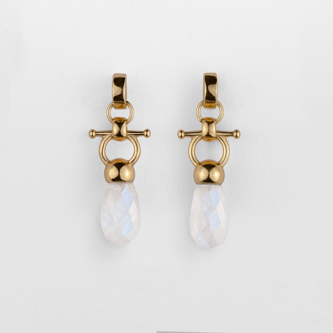 Droplette - Moonstone Equestrian Horse Bit Necklace in Gold