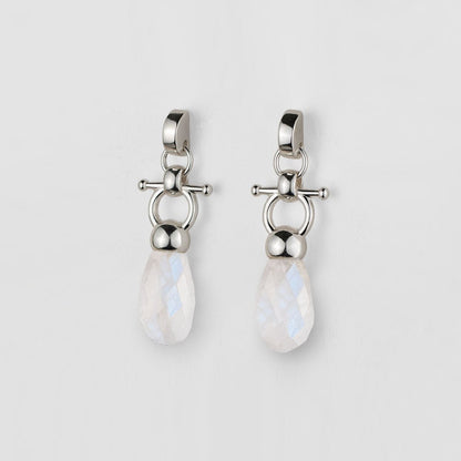 Droplette - Moonstone Equestrian Horse Bit Necklace in Silver