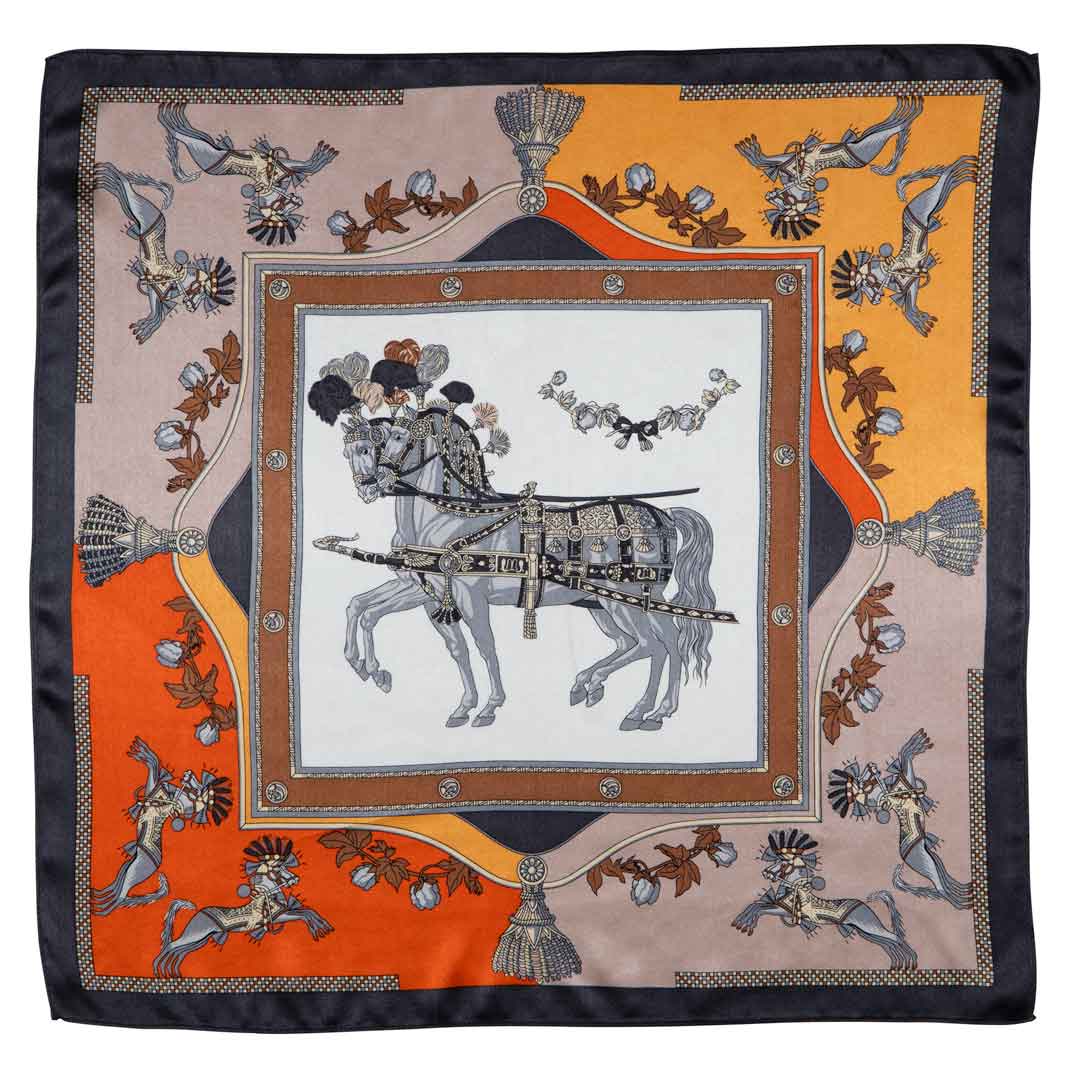 Helena - Stylized Equestrian Scarf in Bold Amber & Tangerine