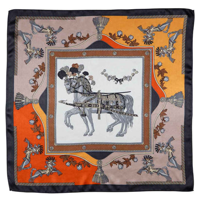 Helena - Stylized Equestrian Scarf in Bold Amber & Tangerine