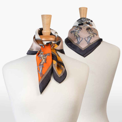 Helena - Stylized Equestrian Scarf in Bold Amber & Tangerine