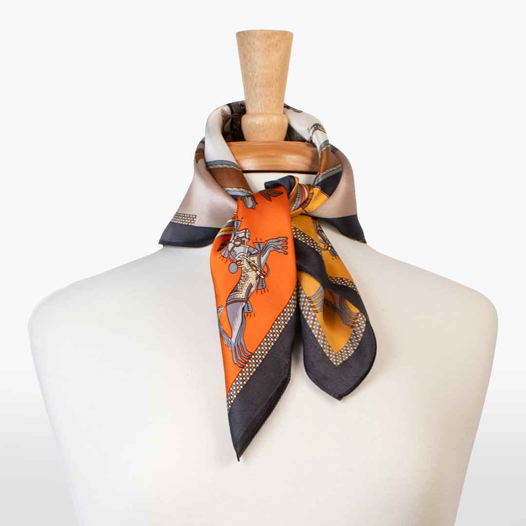 Helena - Stylized Equestrian Scarf in Bold Amber & Tangerine