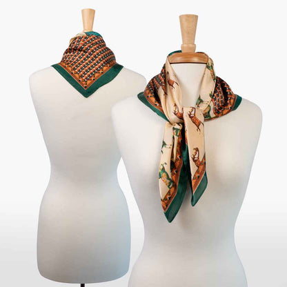 Empire - Stylized Equestrian Pattern Multi-Color w/ Emerald Border Scarf
