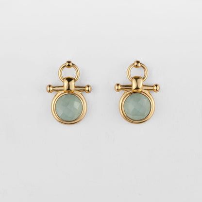 Adele -Aqua Chalcedony Horse Bit Equestrian Earring in Gold