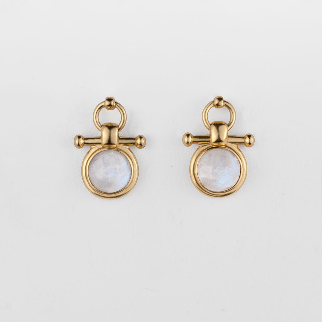 Adele - Moonstone  Horse Bit Equestrian Earring in Gold