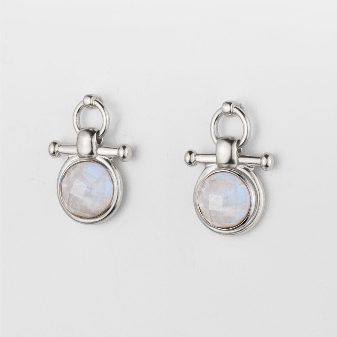 Adele - Moonstone Horse Bit Equestrian Earring in Silver