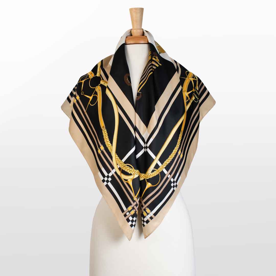 Genevieve - Stylized Equestrian Scarf in Honey and Black