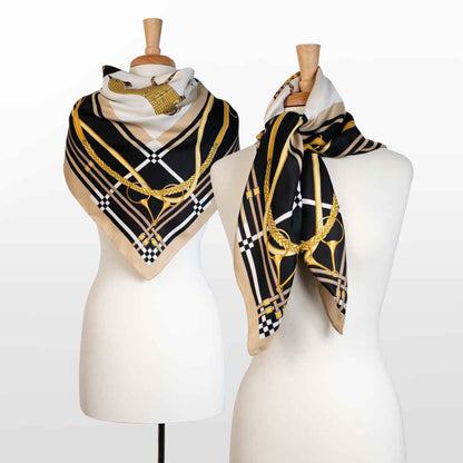 Genevieve - Stylized Equestrian Scarf in Honey and Black
