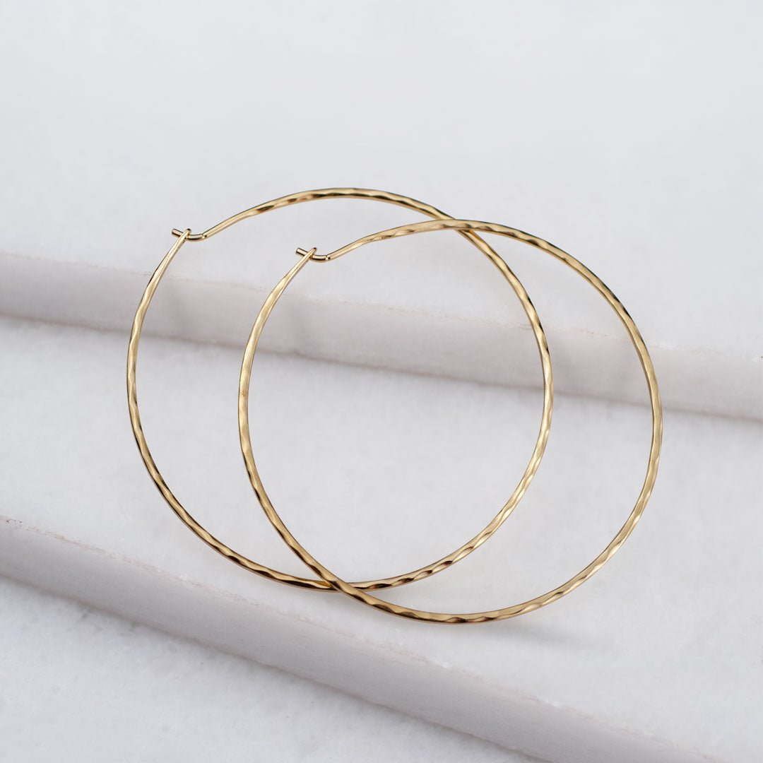 Hammered Hoops - Infinity Clasp Round Earring 14K Gold Vermeil