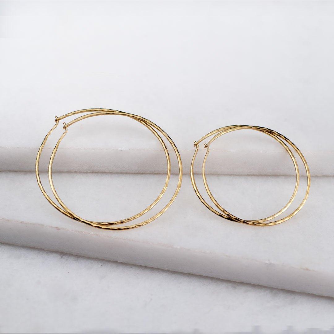 Hammered Hoops - Infinity Clasp Round Earring 14K Gold Vermeil