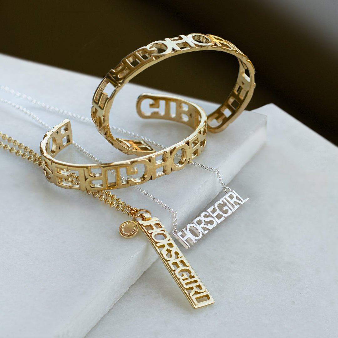 Horse Girl - Equestrian Cuff Bracelet in Gold
