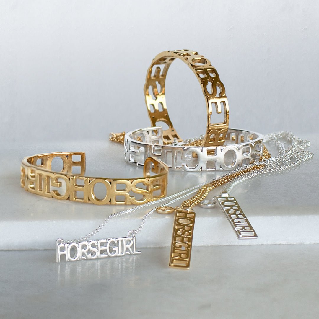 Horse Girl - Equestrian Cuff Bracelet in Silver