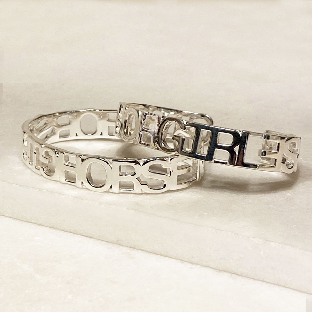 Horse Girl - Equestrian Cuff Bracelet in Silver