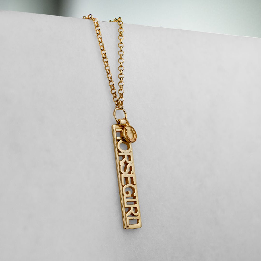 Horse Girl - Equestrian Dog Tag Necklace in Gold