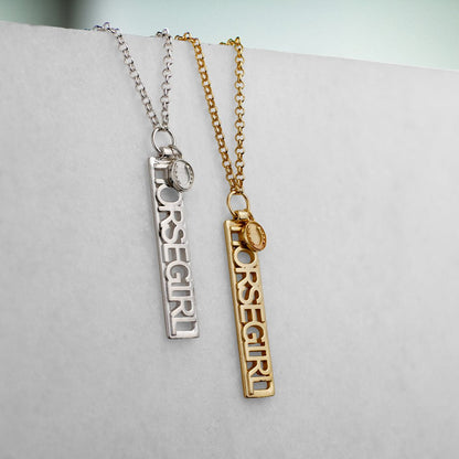 Horse Girl - Equestrian Dog Tag Necklace in Gold