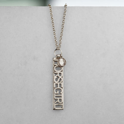 Horse Girl - Equestrian Dog Tag Necklace in Silver