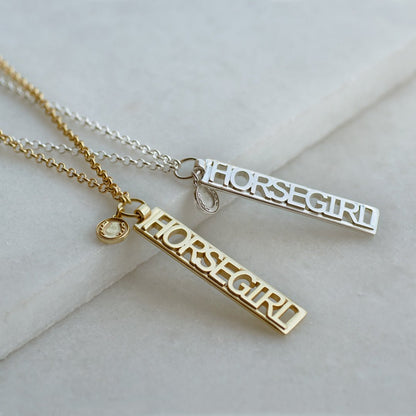 Horse Girl - Equestrian Dog Tag Necklace in Silver