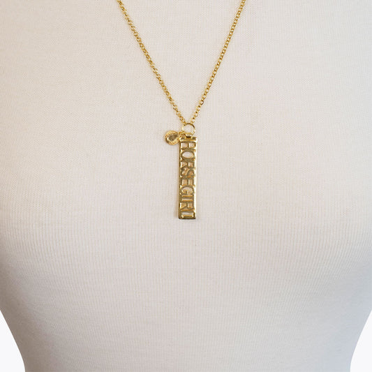 Horse Girl - Equestrian Dog Tag Necklace in Gold