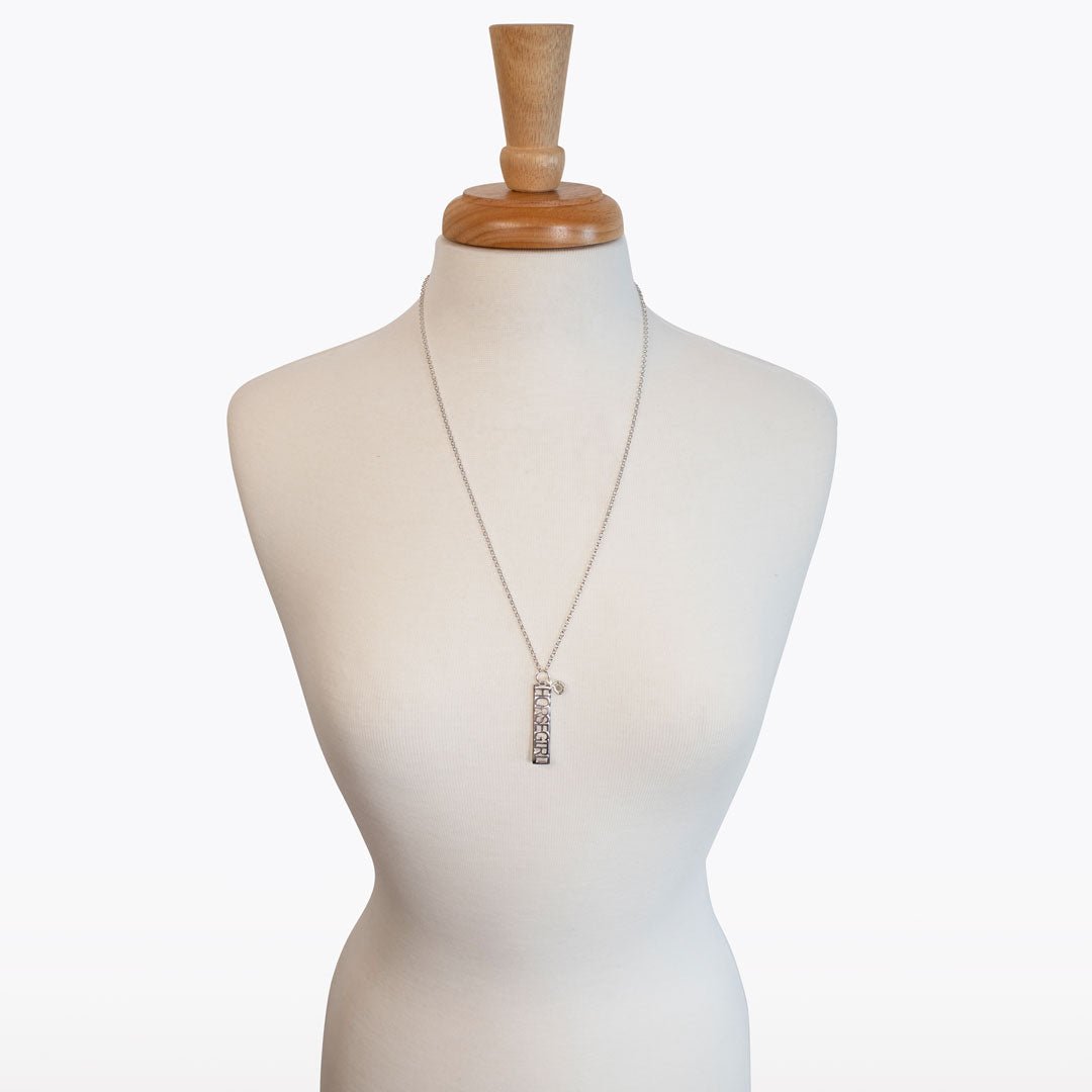 Horse Girl - Equestrian Dog Tag Necklace in Silver