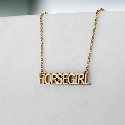 Horse Girl - Equestrian Letter Pendant in Gold