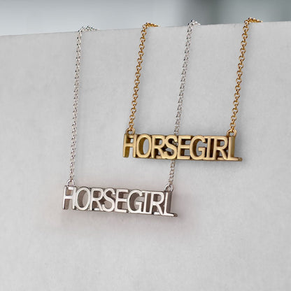 Horse Girl - Equestrian Letter Pendant in Gold