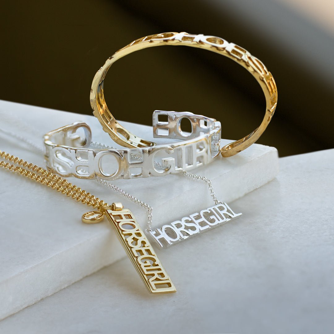 Horse Girl - Equestrian Letter Pendant in Gold