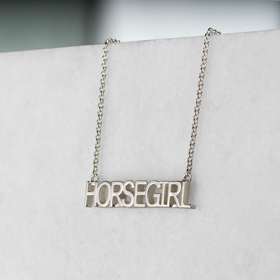 Horse Girl - Equestrian Letter Pendant in Silver