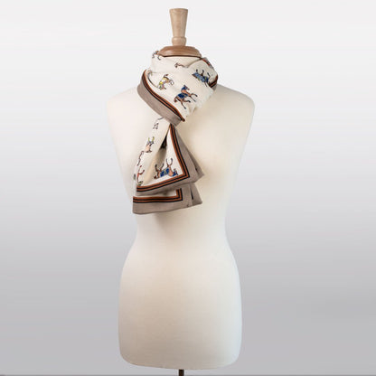 The Paddock Wrap- Equestrian Motif Double Sided Jacquard Scarf