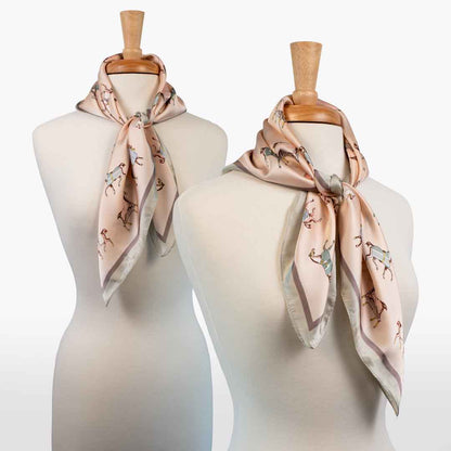 Hunt Club - Stylized Equestrian Scarf in Ivory and Dusty Pink
