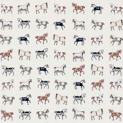 Hunt Club - Stylized Equestrian Pattern in Ivory Fine Cotton Scarf