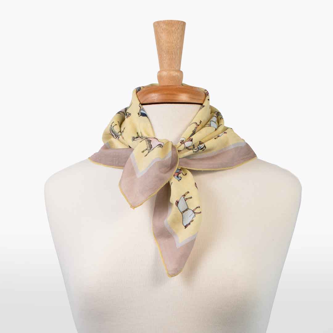 Hunt Club - Stylized Equestrian Scarf in Yellow and Sand