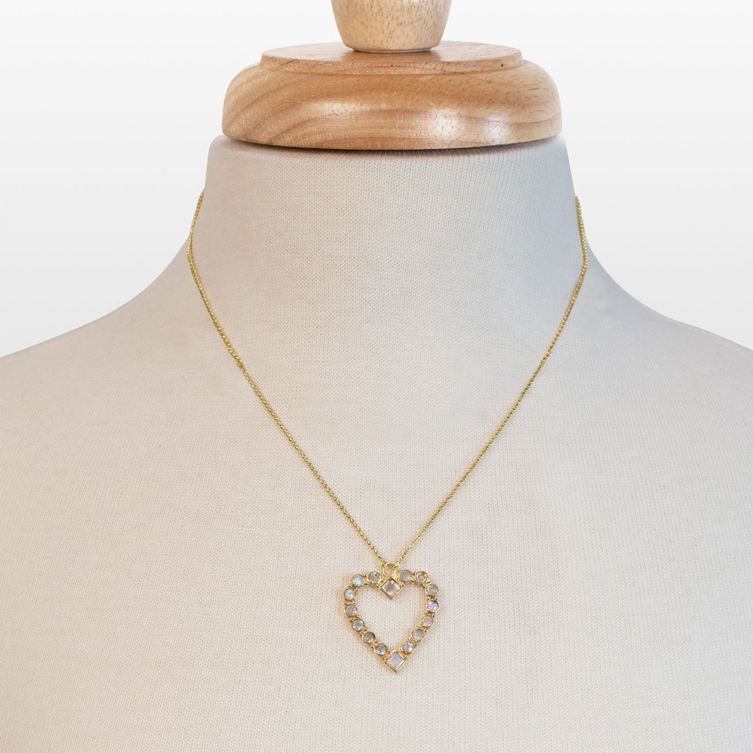 Keepsake - Moonstone Heart Necklace in Gold