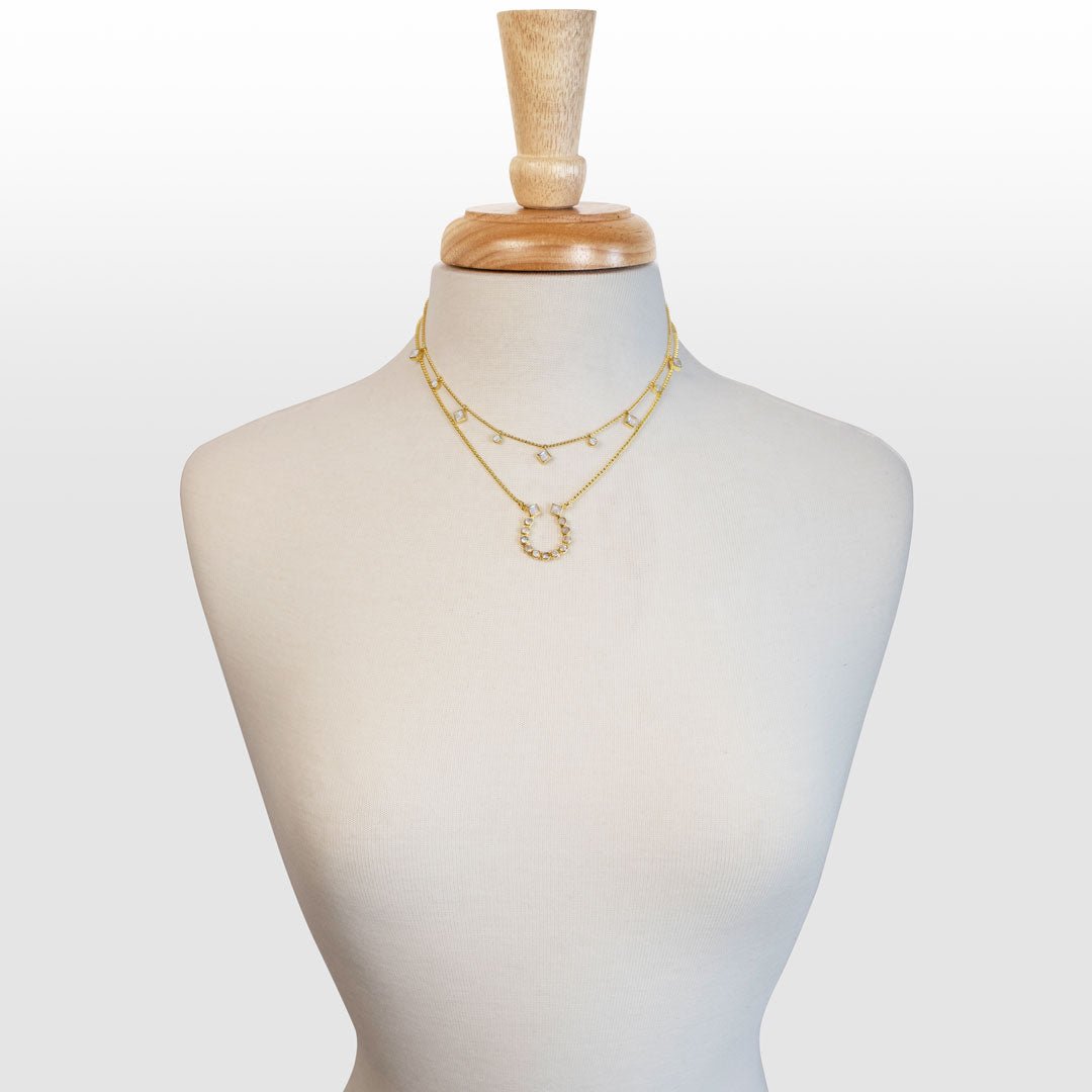Keepsake - Moonstone Equestrian Horseshoe Necklace in Gold