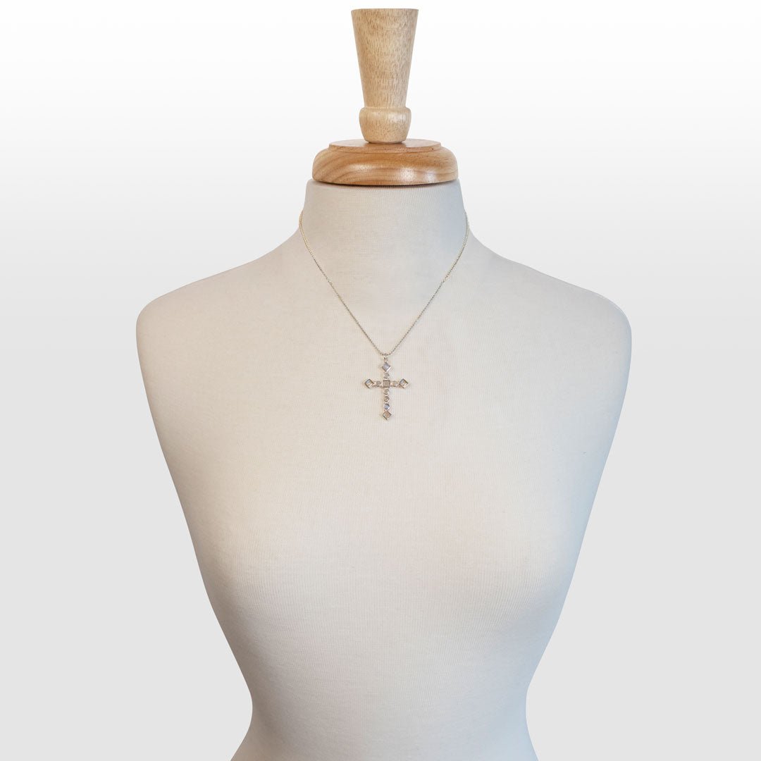 Keepsake - Moonstone Cross Necklace in Silver
