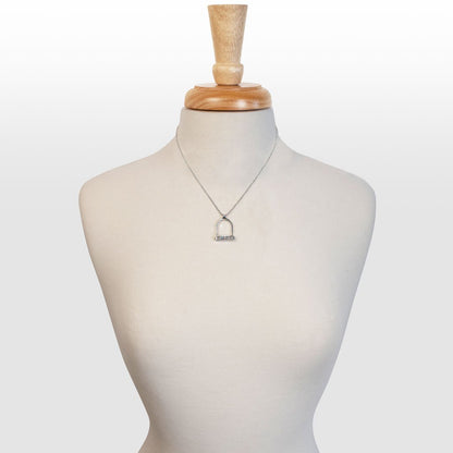 Keepsake - Moonstone Equestrian Riding Stirrup Necklace in Silver