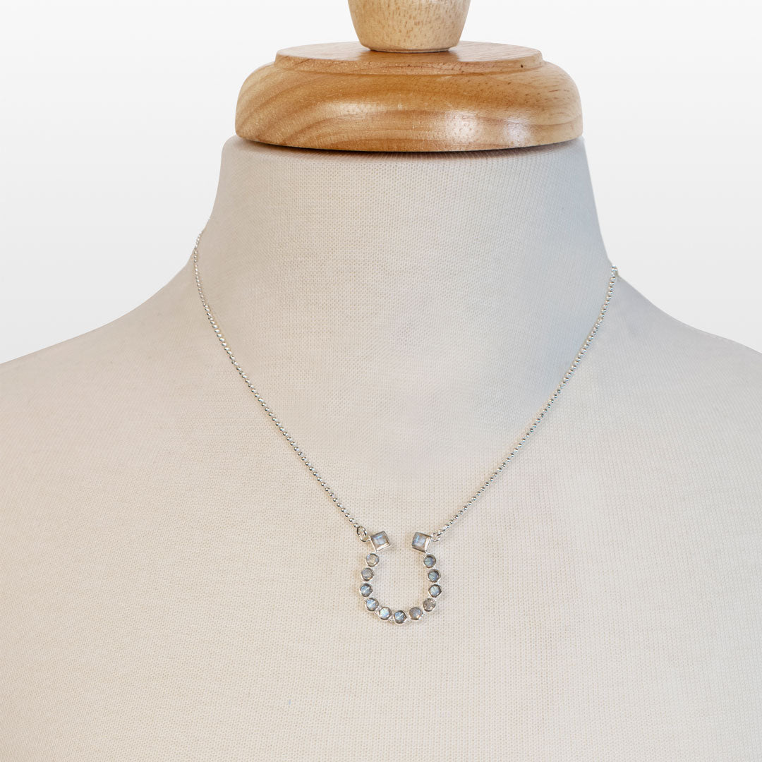 Keepsake - Moonstone Equestrian Horseshoe Necklace in Silver